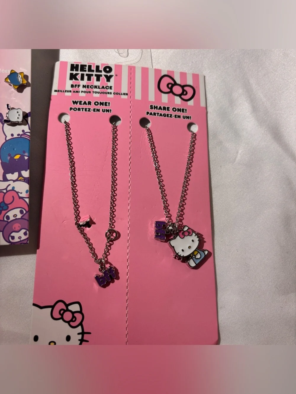 Hello Kitty Pink Carded Necklace and Multi-Color Stud Earring Set